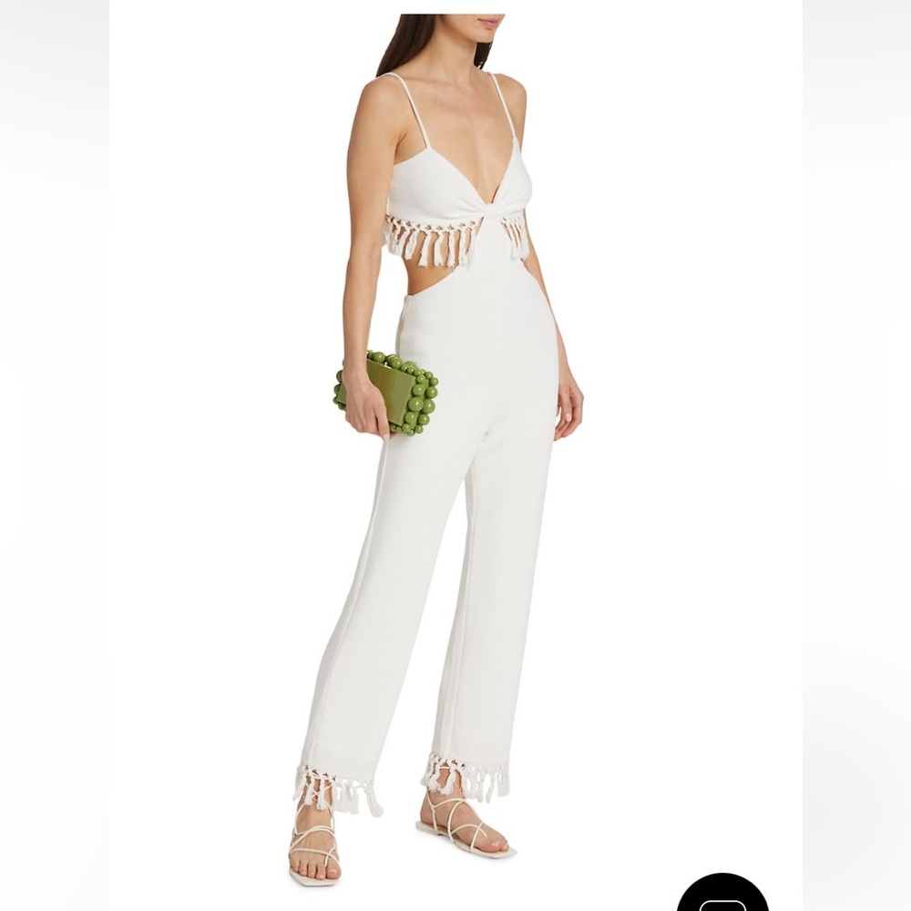 Saylor white fringe jumpsuit size xs perfect condition worn once